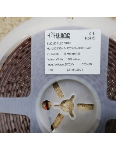 IP54/65 Warmweißer LED | Streifen 24V 28.8W/m...