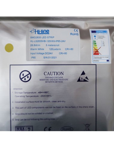 IP54/65 Warmweißer LED | Streifen 24V 28.8W/m...