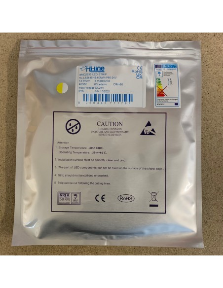 Naturweißer LED-Streifen 24V | 14,4W/m | IP54/65 | CRI80 | SMD2835