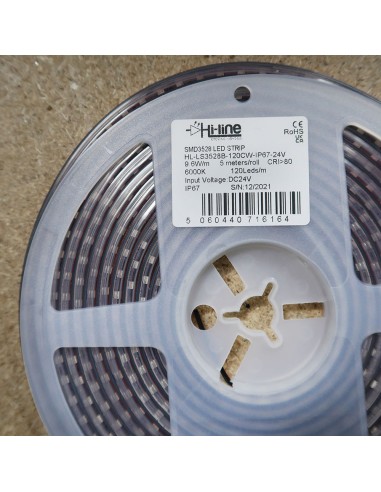 Kaltweißer LED-Streifen 24V | 9,6W/m | IP67 |...