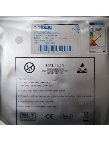 Kaltweißer LED-Streifen 24V | 9,6W/m | IP67 |...