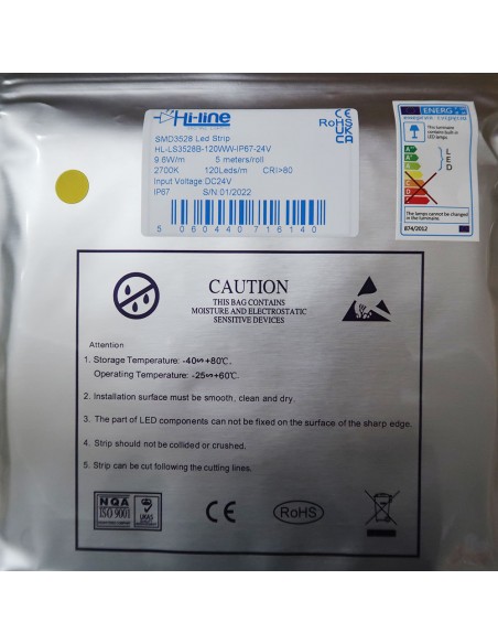 Kaltweißer LED-Streifen 24V | 9,6W/m | IP67 | CRI80 | SMD3528