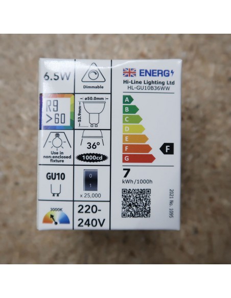 GU10 PAR16 Dimmable LED bulb 36° 6.5W warm white 3000K CRI90