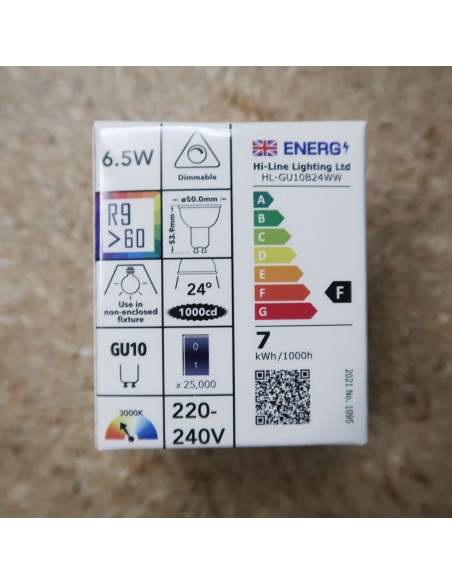 copy of GU10 PAR16 Dimmable LED bulb 24° 6.5W warm white 3000K CRI90