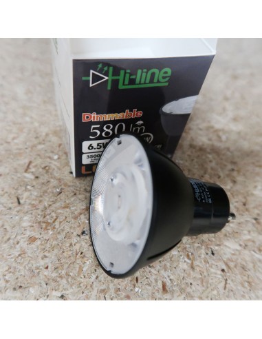 Dimmable GU10 LED, 6.5W: Natural white, 4000K, high CRI