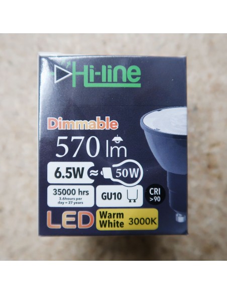 GU10 PAR16 Dimmable LED bulb 12° 6.5W warm white 3000K CRI90