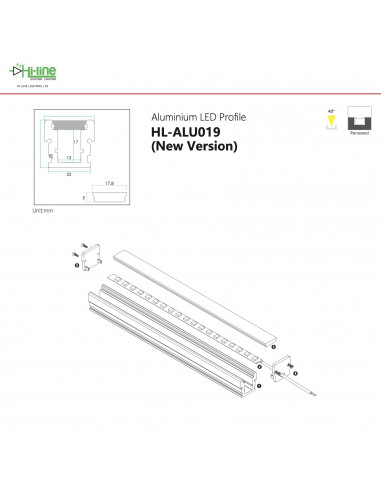 Floor recessed LED profile extrusion | L2000mm...