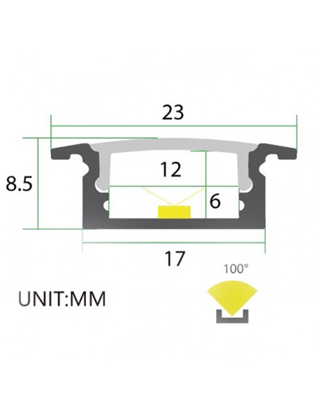 Slim Recessed LED profile extrusion dimensions
