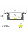 Slim Recessed LED profile extrusion dimensions Slim Recessed LED profile extrusion dimensions