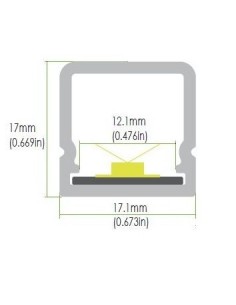 IP67 surface mount LED profile extrusion with milky cover 2m length (17x17mm) 2