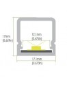 IP67 surface mount LED profile extrusion with milky cover 2m length (17x17mm)